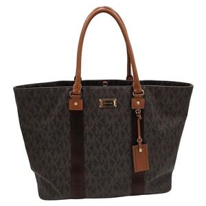 Michael Kors Signature MK Travel Shoulder Bag XL Tote Dark‎ Brown Carry On